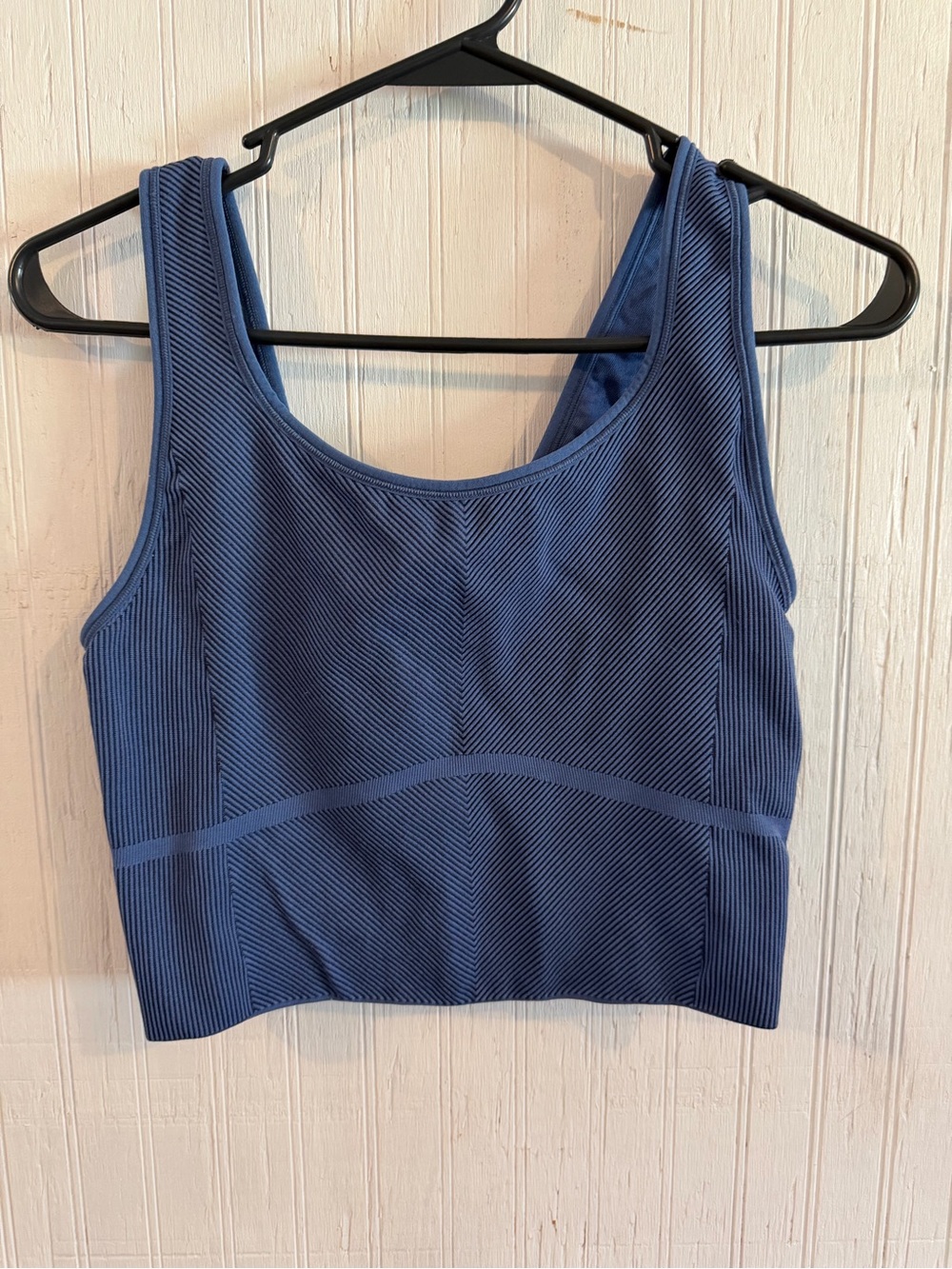 Seamless Ribbed Crop Tank - Blue